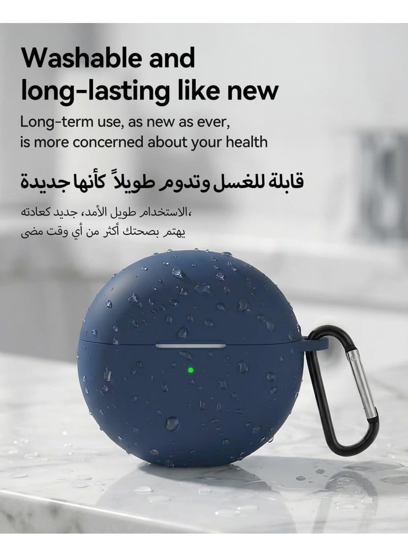 INEIX Silicone Case Cover Compatible with Huawei FreeBuds 7i - Premium Silicone with Hook, Shockproof Protection Blue - Image 3